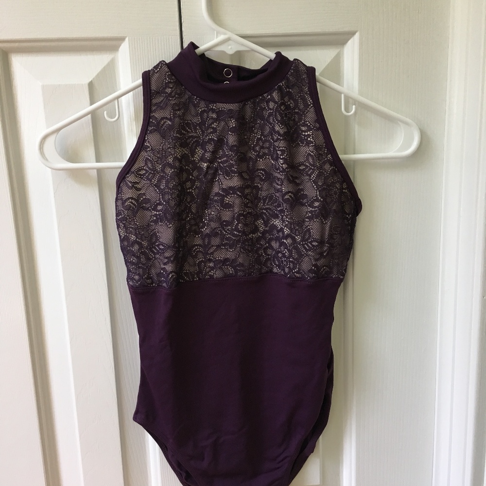 Natalie Couture Purple Lace Leotard